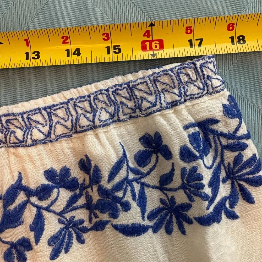 NWT‎ Hale Bob Blue Embroidered Gauze  Floral Boho Elastic Waist Maxi Skirt XL - Picture 11 of 12